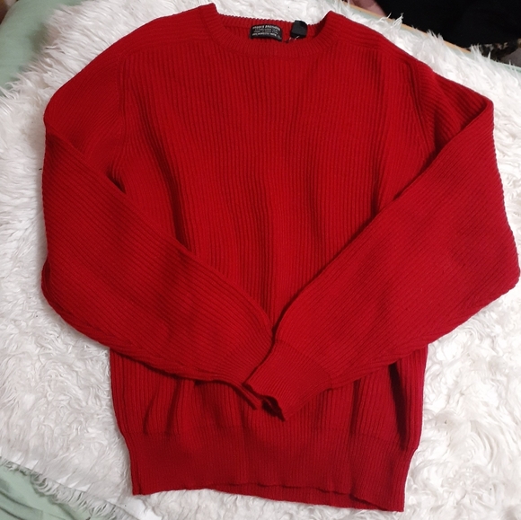 Brooks Brothers Red Worsted Wool Sweater Size L